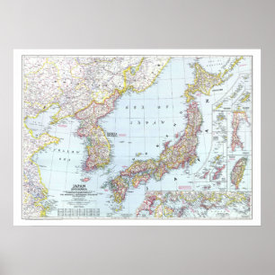 " Japan and Korea: 1945 Detailed MAP ... Poster