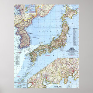 " Japan and Korea: 1960 Detailed map ... Poster
