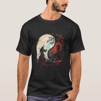 Japan Anime Mask Kitsune Samurai Ying Yang Retro A T-Shirt