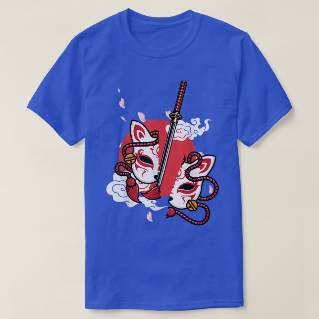 Japan Anime Mask Kitsune Style Samurai Sword Oni K T-Shirt (Design Front)