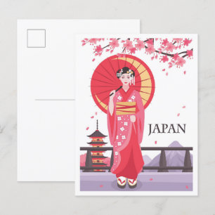Japan Art Vintage Travel Illustration Postcard