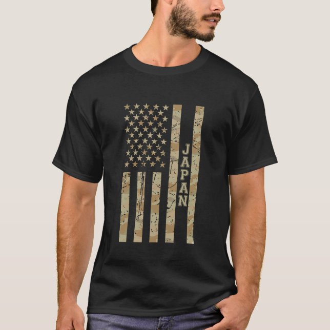 Japan Asian Culture Desert Camo Distressed America T-Shirt (Front)