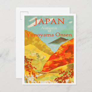 Japan Autumn at Yunoyama Onsen Travel Postcard