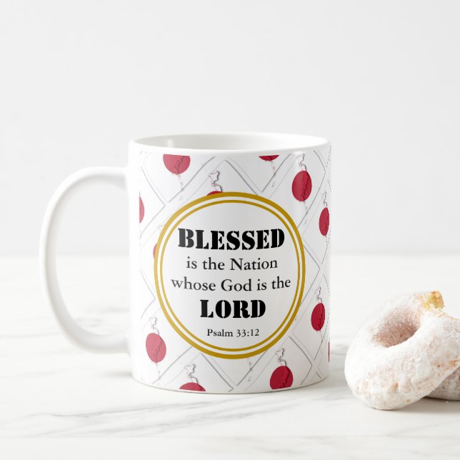 JAPAN Blessed Nation Monogram Christian Coffee Mug (With Donut)