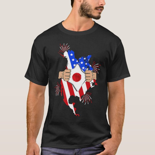 Japan Blood Inside  American Japanese Flag Pride D T-Shirt (Front)