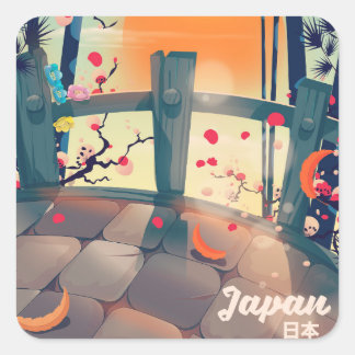 Japan Blossom vacation poster Japan Blossom Square Sticker