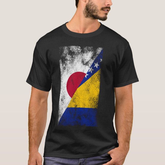 Japan Bosnia and Herzegovina Flags - Japanese Bosn T-Shirt (Front)