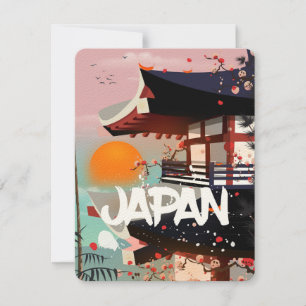 Japan Building setting sun poster