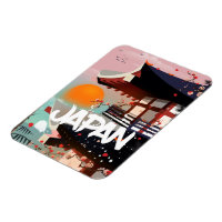 Japan Building setting sun poster