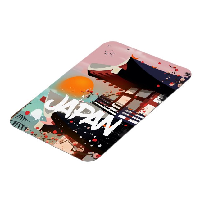 Japan Building setting sun poster Magnet (Left Side)