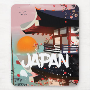 Japan Building setting sun poster Mouse Mat
