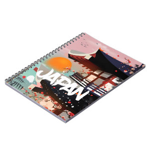 Japan Building setting sun poster Notebook