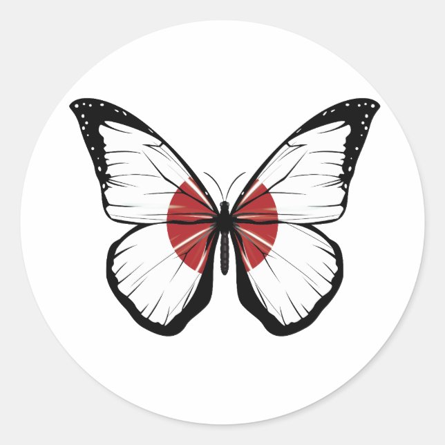 Japan Butterfly Flag Classic Round Sticker (Front)