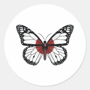 Japan butterfly monarch flag classic round sticker