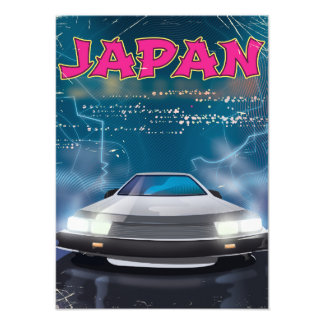 Japan car travel poster