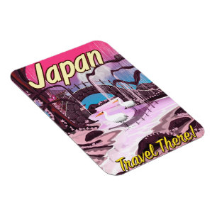 Japan cartoon gardens vacation poster magnet