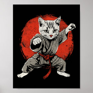 Japan Cat Martial Arts Karate Ukiyo-e Taekwondo Ji Poster
