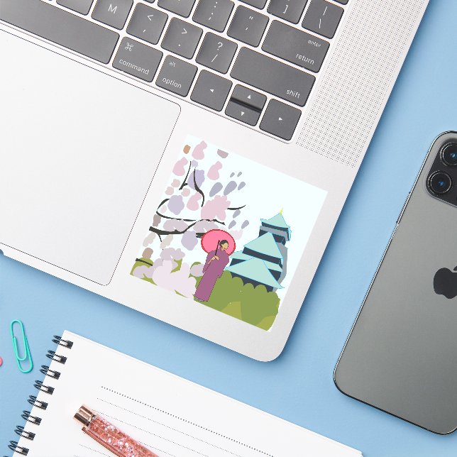 Japan Cherry Blossom Geisha Kimono  (Laptop w/ iPhone)