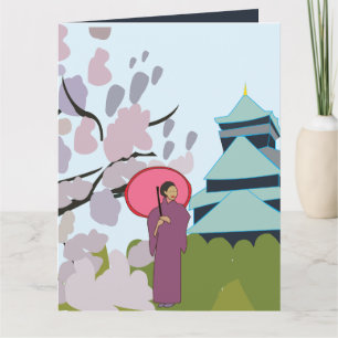 Japan Cherry Blossom Geisha Kimono Japan Card
