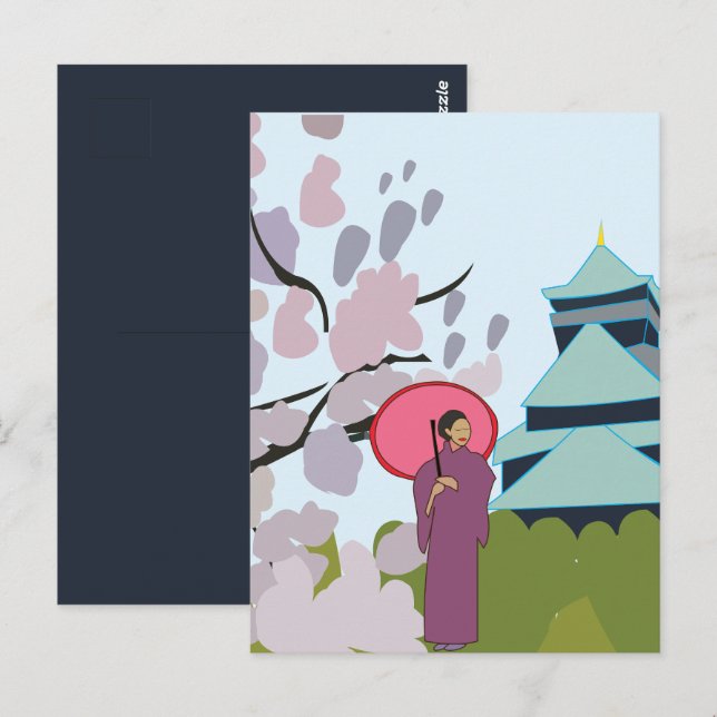 Japan Cherry Blossom Geisha Kimono Japan Postcard (Front/Back)