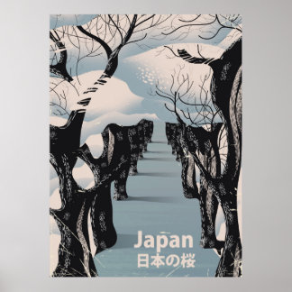 Japan cherry blossom Vintage travel poster
