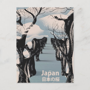 Japan cherry blossom Vintage travel poster Postcard