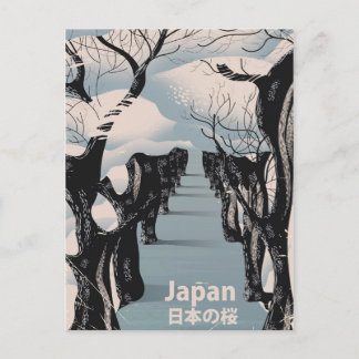 Japan cherry blossom Vintage travel poster Postcard
