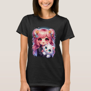 Japan Chibi Anime And Cats Lover Manga kawaii Grap T-Shirt