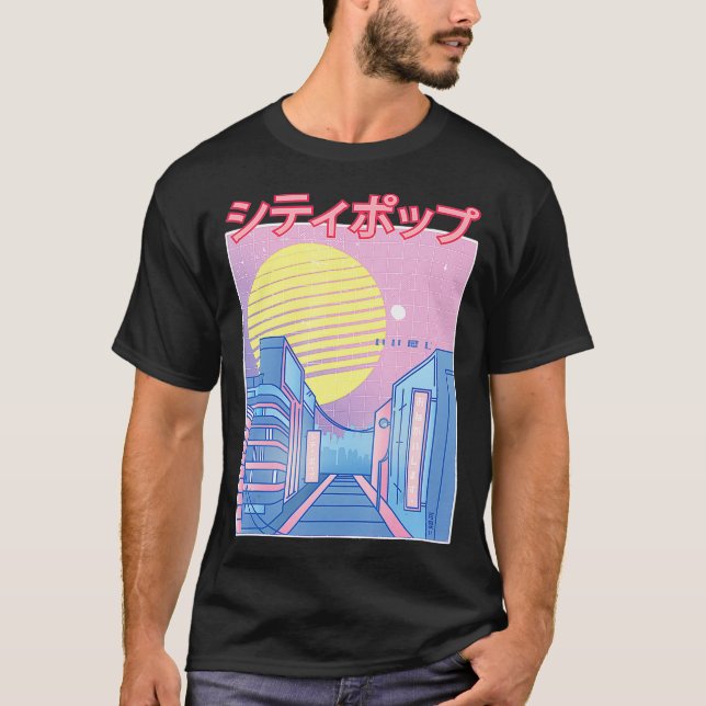 Japan City Pop Kawaii 80s Japanese Anime Music Aes T-Shirt (Front)