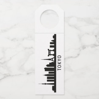 Japan Cityscape Travel | Tokyo Skyline Silhouette Bottle Tag
