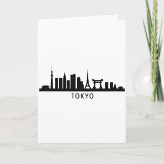 Japan Cityscape Travel | Tokyo Skyline Silhouette Card
