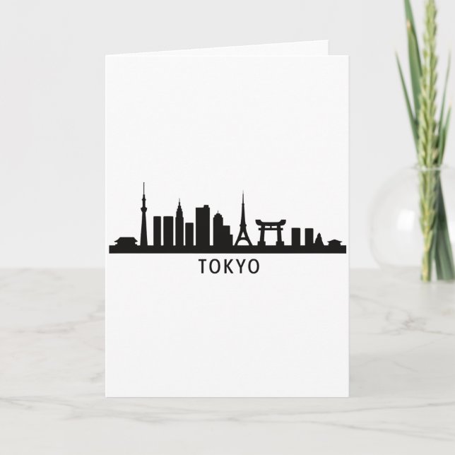 Japan Cityscape Travel | Tokyo Skyline Silhouette Card (Front)