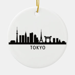 Japan Cityscape Travel Tokyo Skyline Silhouette Ceramic Tree Decoration