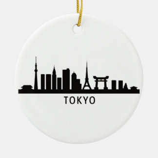 Japan Cityscape Travel | Tokyo Skyline Silhouette Ceramic Tree Decoration