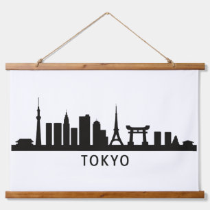 Japan Cityscape Travel Tokyo Skyline Silhouette Hanging Tapestry