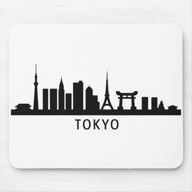 Japan Cityscape Travel | Tokyo Skyline Silhouette Mouse Mat (Front)