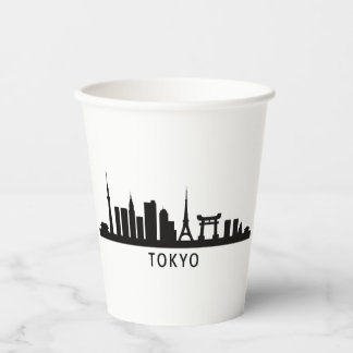 Japan Cityscape Travel | Tokyo Skyline Silhouette Paper Cups