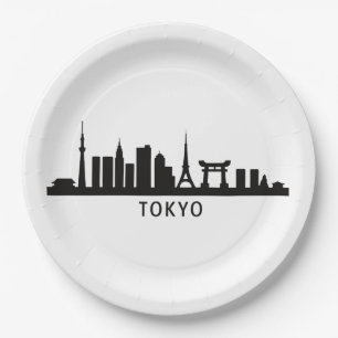 Japan Cityscape Travel   Tokyo Skyline Silhouette Paper Plate