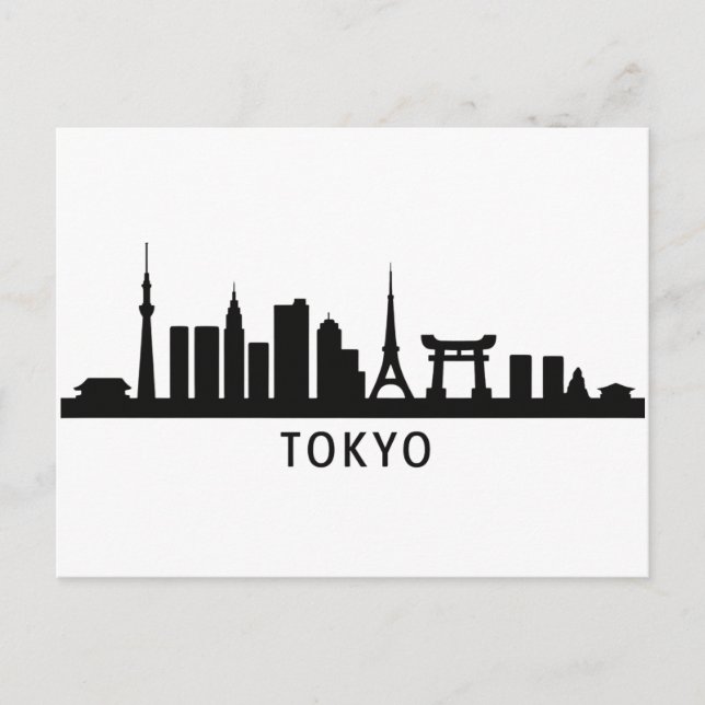 Japan Cityscape Travel | Tokyo Skyline Silhouette Postcard (Front)
