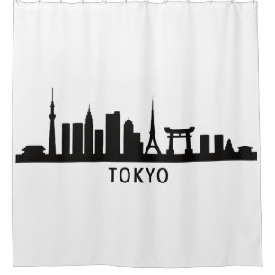 Japan Cityscape Travel Tokyo Skyline Silhouette Shower Curtain