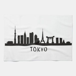 Japan Cityscape Travel Tokyo Skyline Silhouette Tea Towel