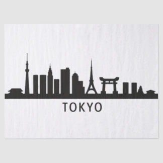 Japan Cityscape Travel | Tokyo Skyline Silhouette Tissue Paper