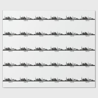 Japan Cityscape Travel | Tokyo Skyline Silhouette Wrapping Paper
