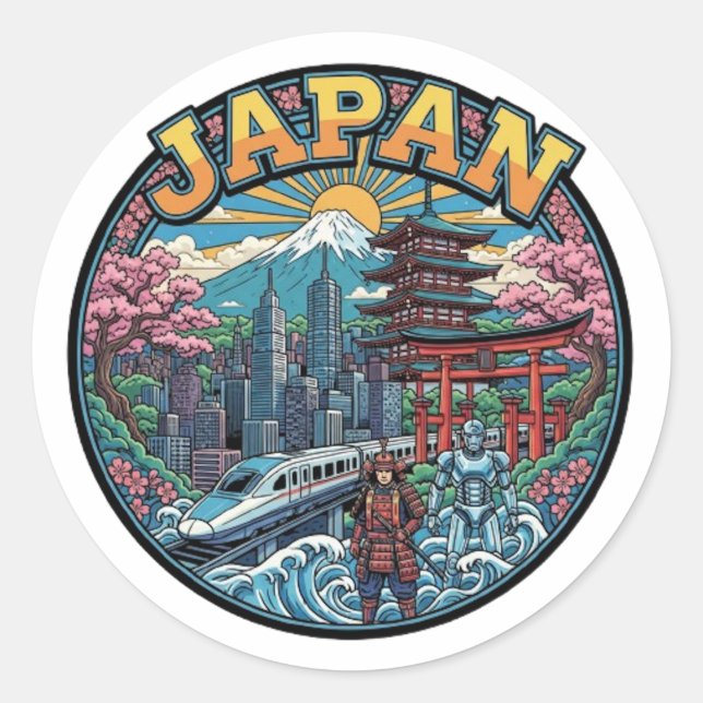 JAPAN CLASSIC ROUND STICKER (Front)