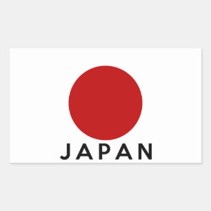 japan country flag symbol name text rectangular sticker
