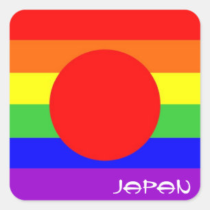 japan country gay proud rainbow flag homosexual square sticker
