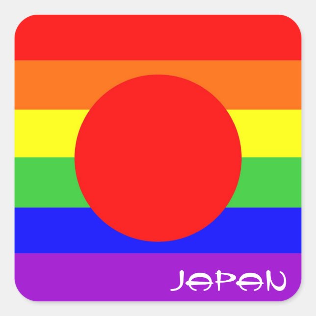 japan country gay proud rainbow flag homosexual square sticker (Front)