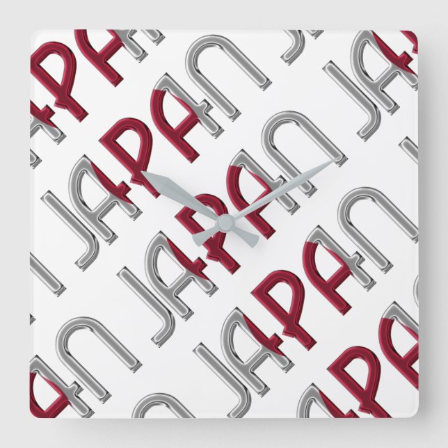 Japan Country Japanese Flag Colours Typography Square Wall Clock (Front)