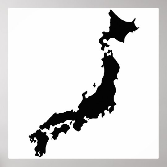 Japan Country Map Outline Black Silhouette Japan Poster Zazzle Co Uk