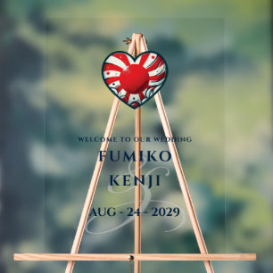 Japan Couple Heart Wedding Welcome Acrylic Sign